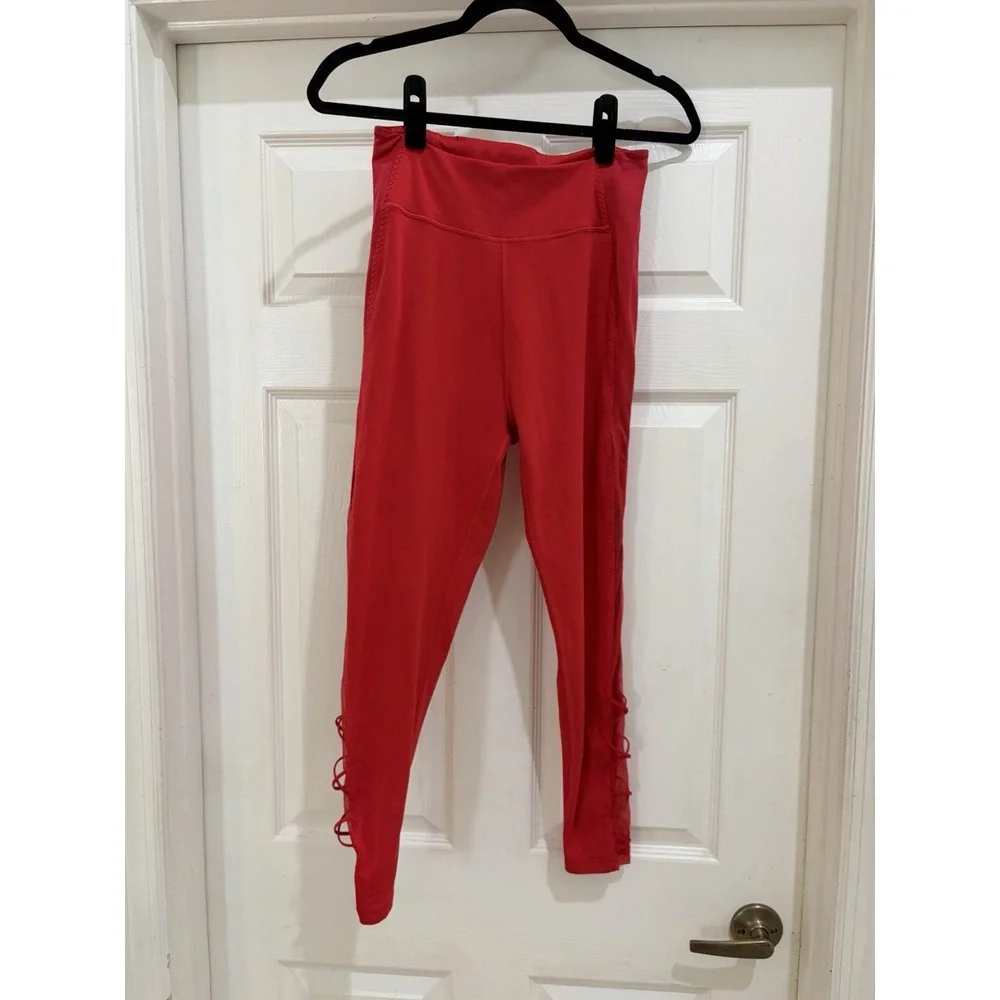 Victoria's Secret Sport Knockout Lace-Up Ankle Leggings Pink Women Size M - Picture 2 of 8